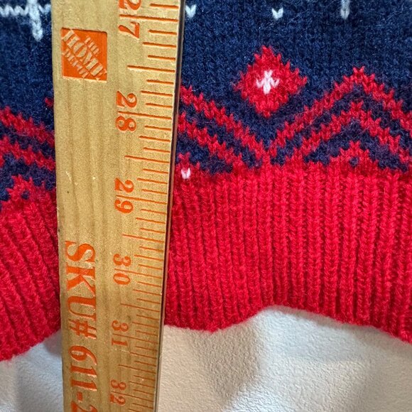 Holiday Time Ugly Christmas Sweater Reindeer L/G 42-44 knit Red Blue - Picture 6 of 7